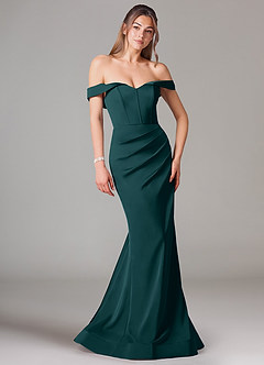 Azazie Everly Vestidos de damas de honor Vestido de Pino de Satén Elástico de Corte Sirena Convertible con Vestidos sin tirantes image1