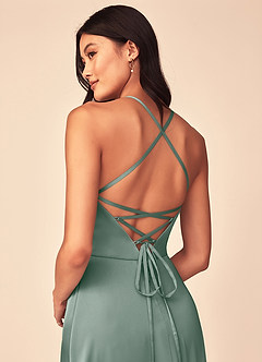 Azazie Mei Vestidos para Prova em Casa Vestido Preto de Cetim elástico de Linha A image3