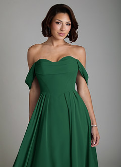 Azazie Loisa Abiti da Damigella Abito Convertibile A-Line in Chiffon Corsetto Verde Scuro image5