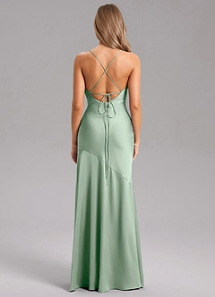 Azazie Grata Brautjungfernkleider Etui Seitliche Cut-Outs Stretch-Satin Kleid Agave image2