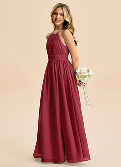 Azazie Noelle Junior Pomegranate A-Line Pleated Chiffon Dress image3