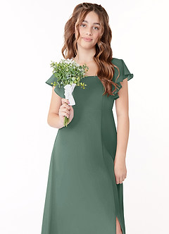 Azazie Bondi Junior Klänning av A-Line i Chiffong Rosett image4