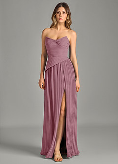 Azazie Becka Final Sale Vintage Mauve A-Line Strapless Chiffon Dress image3