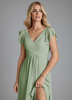Azazie Omari Bridesmaid Dresses Dusty Sage A-Line Chiffon Dress image5