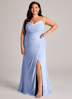 Azazie Deandra Klänningar att prova hemma Klä av Sjöjungfru i Chiffong Plisserad Svart image9