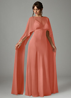 Azazie Stefania Robes de demoiselle d'honneur Robe Trapèze en Satin extensible Rose Saumon image3