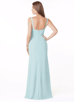 Azazie Salma Final Sale Mist Sheath Side Slit Chiffon Dress image2