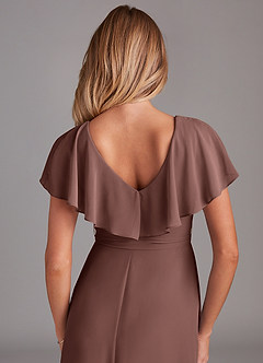 Azazie Lainey Bridesmaid Dresses Espresso A-Line with Pockets Chiffon Dress image2