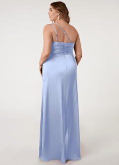 Azazie Eren Bridesmaid Dresses Ice Mermaid One Shoulder Stretch Satin Dress image7