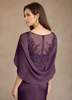Azazie Hera Mother of the Bride Dresses Plum A-Line Lace Stretch Satin Dress image6
