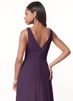 Azazie Julianna Bridesmaid Dresses Plum A-Line Chiffon Dress image4