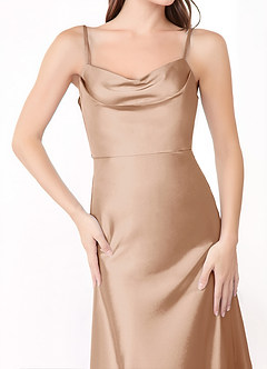 Azazie Alaija Bridesmaid Dresses English Rose Mermaid Side Slit Stretch Satin Dress image5