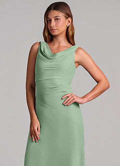 Azazie Nerine Brudtärnklänningar Klä av A-Linje i Chiffong Plisserad Matcha image6