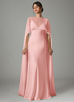 Azazie Stefania Robes de demoiselle d'honneur Robe Trapèze en Satin extensible Rose Poudré image1