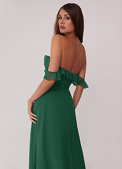 Barbie ♥ Azazie Final Sale Dark Green A-Line Off the Shoulder Chiffon Convertible Dress image5