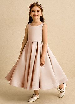 Azazie Babs Blumenmädchenkleider Ballkleid Plissee Matte Satin Kleid Englisches Rosa image8