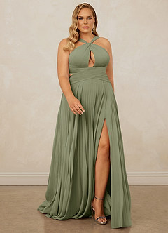 Christian Siriano Bridal for Azazie 1009 Bridesmaid Dresses Pistachio A-Line Pleated Chiffon Dress image9