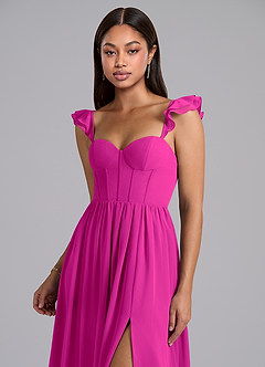 Azazie Denisse Suknie dla druhen Linia A Marszczony Szyfon Do ziemi Sukienka image6