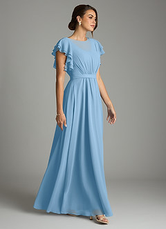 Azazie Daphne Modest Bridesmaid Dresses A-Line Ruffled Chiffon Floor-Length Dress image4