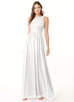 Azazie Luz Bridesmaid Dresses White A-Line Lace Chiffon Dress image3