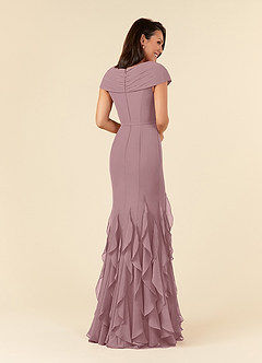 Azazie Bailora vestidos de madre de la novia Vestido de Rosa Polvorienta de Gasa de Sirena con Volante image3