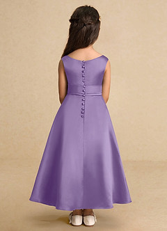 Azazie Lindy Flower Girl Dresses Tahiti A-Line Pleated Matte Satin Dress image7