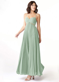 Azazie Devyn Bridesmaid Dresses Agave A-Line Corset Chiffon Dress image3