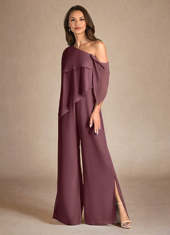 Azazie Halima Abiti per la Madre della Sposa Abito Tuta Pantaloni in Chiffon Spacco Laterale Sangria image6
