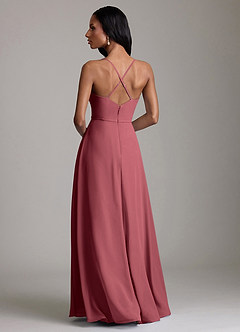 Azazie Naeem Vestidos de damas de honor Vestido de Merlot de Gasa de Corte en A con Cuello en V fruncido image2