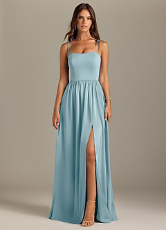 Azazie Calianna Bridesmaid Dresses Moody Blue A-Line Off the Shoulder Stretch Satin Convertible Dress image9