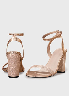 front Glitter Ankle Block Heel Sandals
