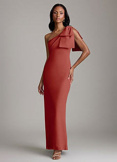 Azazie Yuanna Bridesmaid Dresses Terracotta Mermaid One Shoulder Chiffon Dress image1