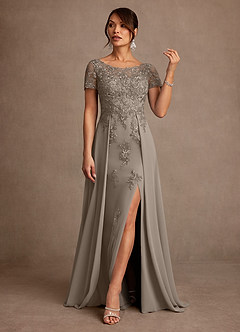 Azazie Alva vestidos de madre de la novia Vestido de Gris Pardo de Encaje de Corte en A image4