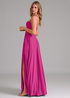Azazie Akiko Bridesmaid Dresses Fuchsia A-Line Sweetheart Neckline Stretch Satin Dress image7