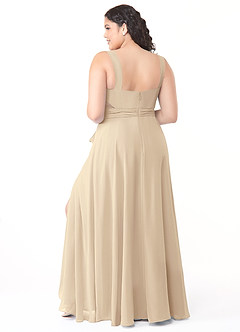 Azazie Alva Final Sale Champagne A-Line Pleated Chiffon Dress image9