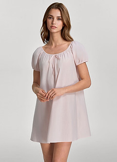 front Camisón de algodón tejido con mangas abullonadas