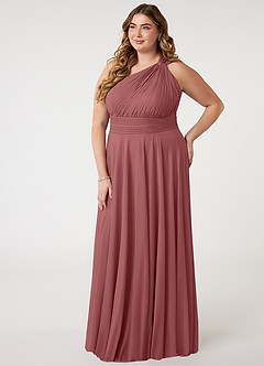 Azazie Charlize Bridesmaid Dresses Amethyst A-Line One Shoulder Mesh Dress image8