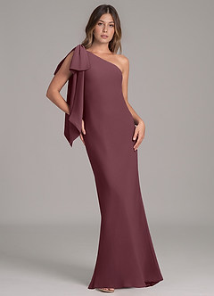 Azazie Capri Bridesmaid Dresses Sangria A-Line One Shoulder Chiffon Dress image1