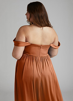 Azazie Morana Final Sale Amethyst A-Line Off the Shoulder Stretch Satin Convertible Dress image18