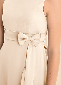 Azazie Lilenne Junior White Alabaster A-Line Bow Chiffon Dress image6