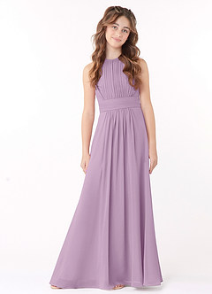 Azazie Bonnie Junior Wisteria A-Line Pleated Chiffon Dress image1