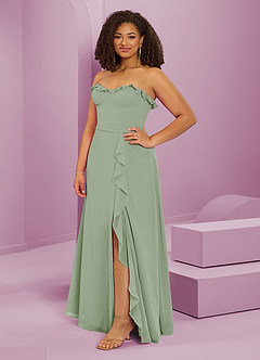Barbie ♥ Azazie Bridesmaid Dresses Dusty Sage A-Line Sweetheart Neckline Chiffon Dress image11