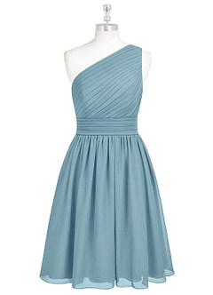 Azazie Katrina Bridesmaid Dresses Moody Blue A-Line One Shoulder Chiffon Dress image6