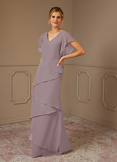 Azazie OHara Mother of the Bride Dresses Dusk A-Line V-Neck Chiffon Dress image4