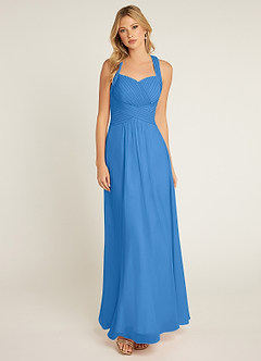 Azazie Claudia Bridesmaid Dresses Blue Jay A-Line Sweetheart Neckline Chiffon Dress image1