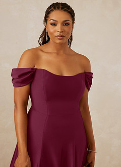 Christian Siriano Bridal for Azazie 1002 Bridesmaid Dresses Mulberry A-Line Off the Shoulder Stretch Satin Convertible Dress image13
