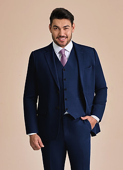 front James Blue Structured Stretch Suit Jacket