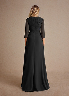 Azazie Mayfield Kleider für die Brautmutter A-Linie Plissee Chiffon Kleid Schwarz image3
