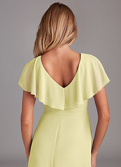 Azazie Lainey Brautjungfernkleider A-Linie mit Taschen Chiffon Kleid Zitronensorbet image2