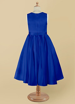 Azazie Coco Flower Girl Dresses Royal Blue A-Line Bow Matte Satin Dress image9